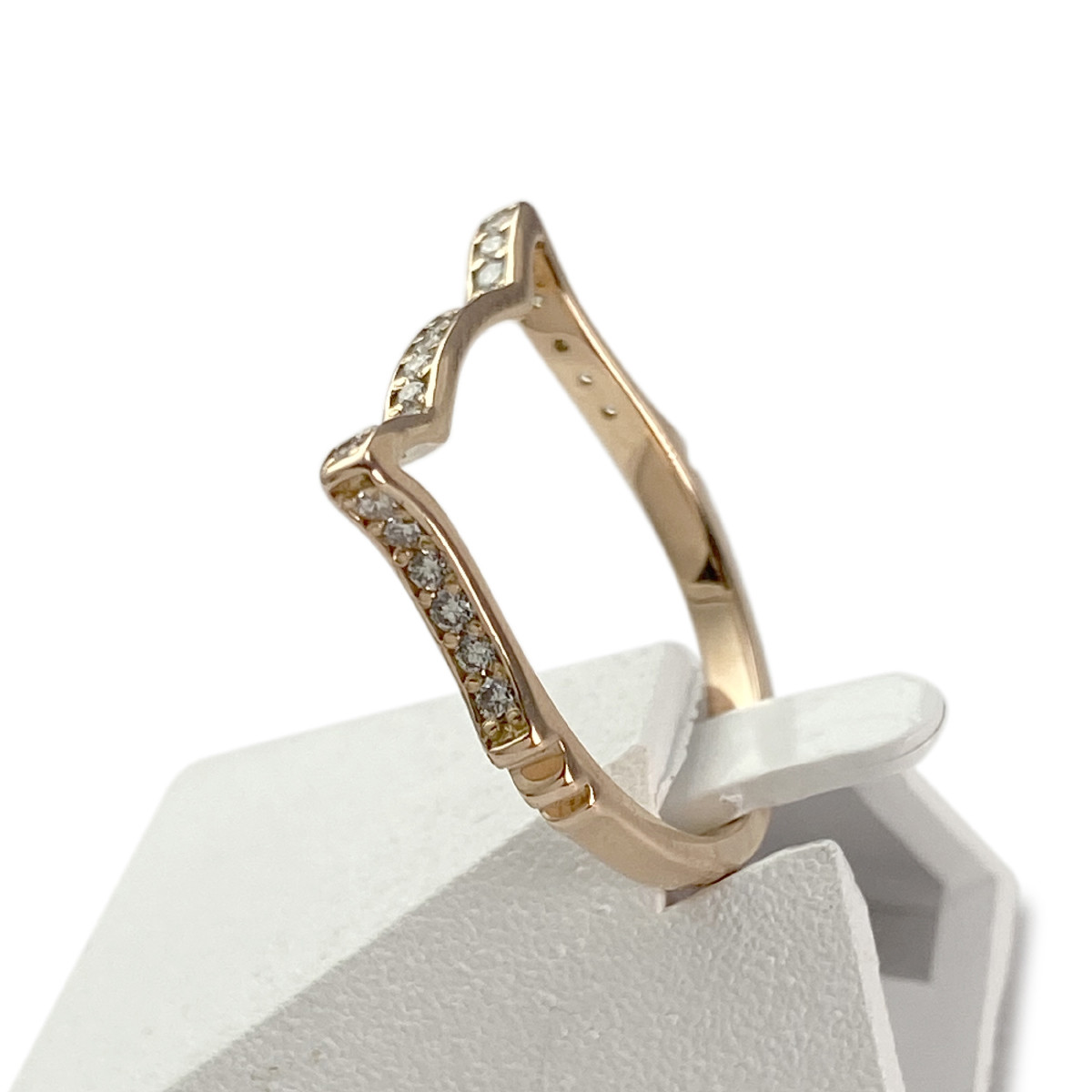 Bague d'occasion or 750 jaune chat diamants - vue 2