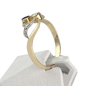 Bague d'occasion or 750 jaune diamant saphir