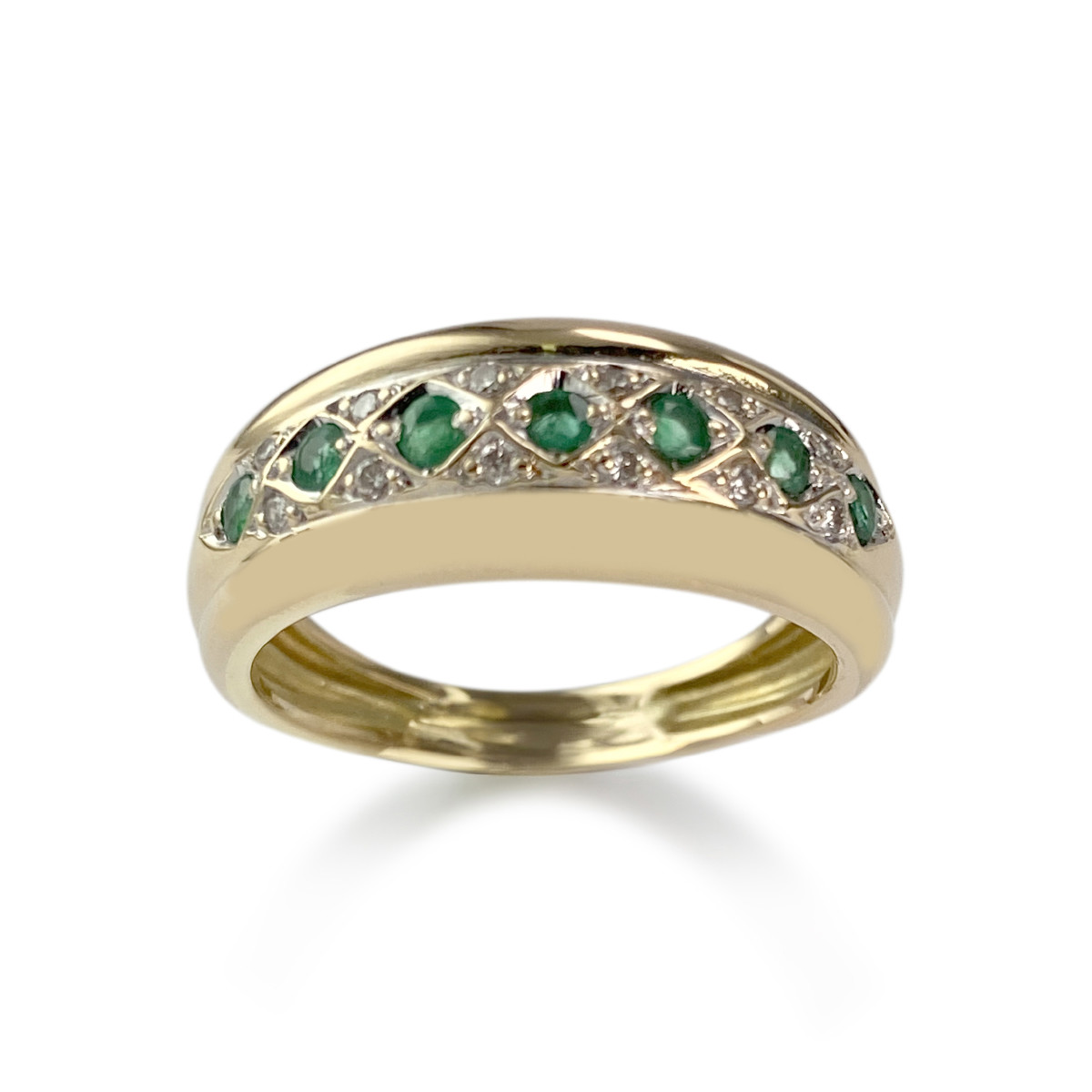 Bague d'occasion or 750 jaune émeraudes diamants