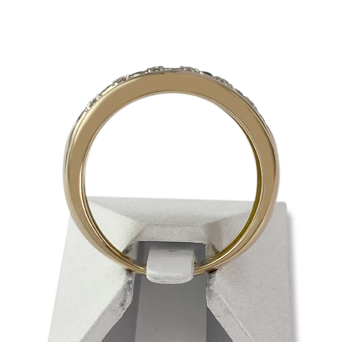 Bague d'occasion or 750 jaune émeraudes diamants - vue 3