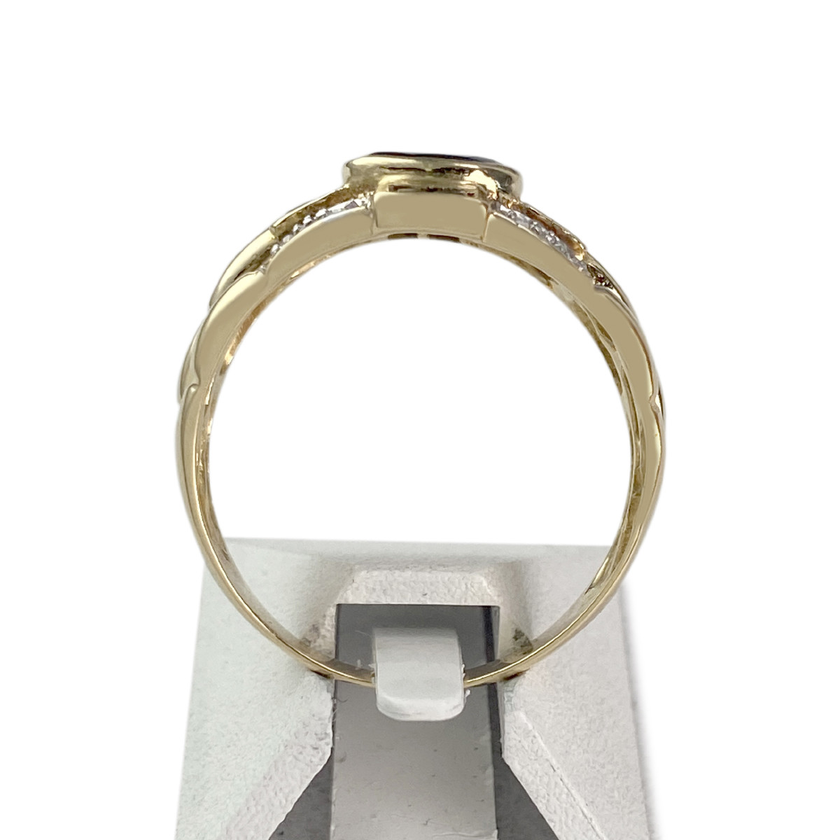 Bague d'occasion or 750 jaune saphirs diamants - vue 3