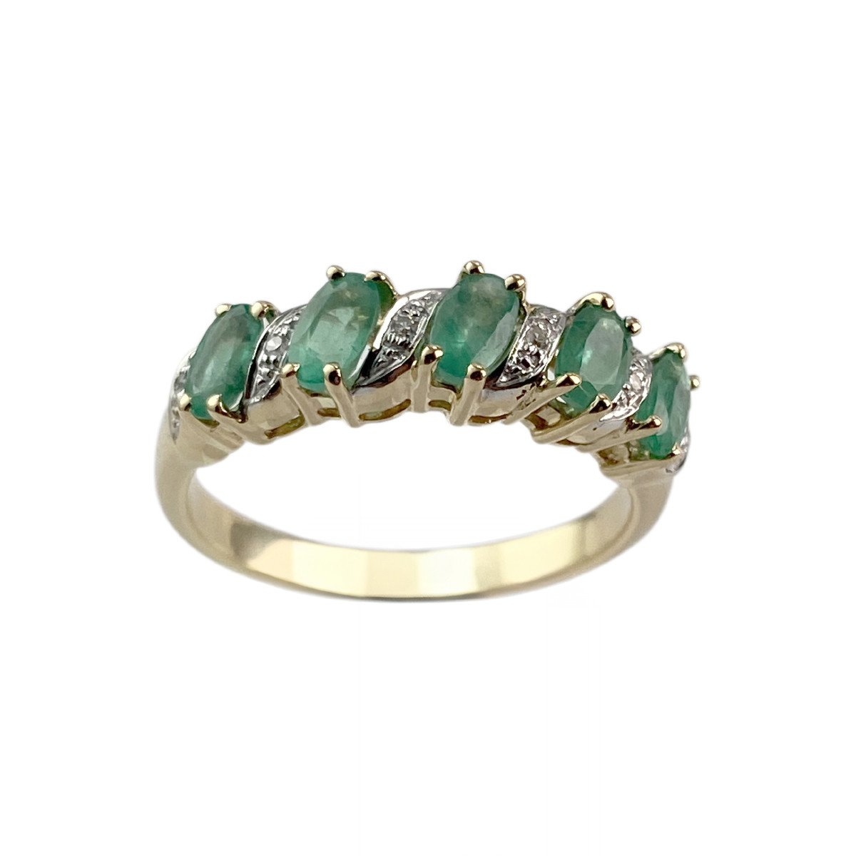 Bague d'occasion or 750 2 tons diamant émeraude