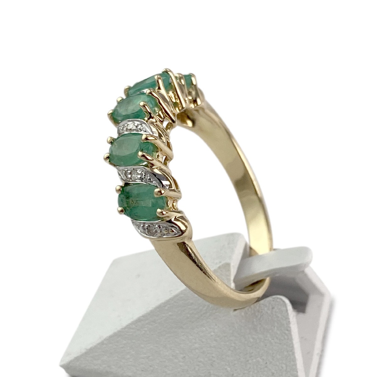 Bague d'occasion or 750 2 tons diamant émeraude - vue 2