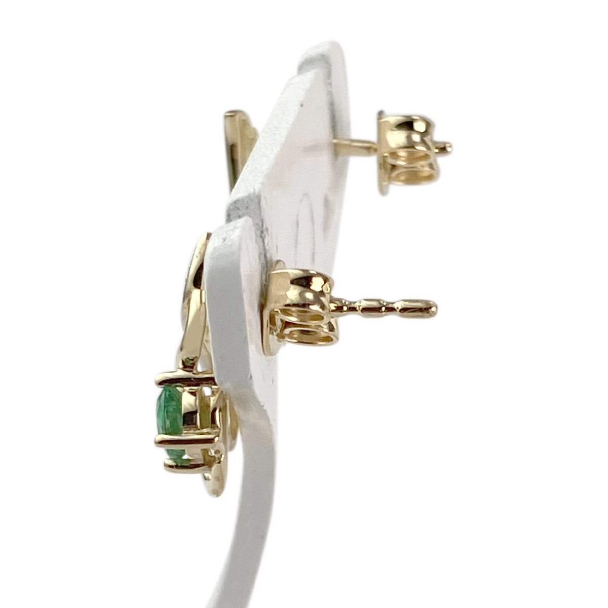 Boucles d'oreilles d'occasion or 750 2 tons diamant émeraude - vue 2