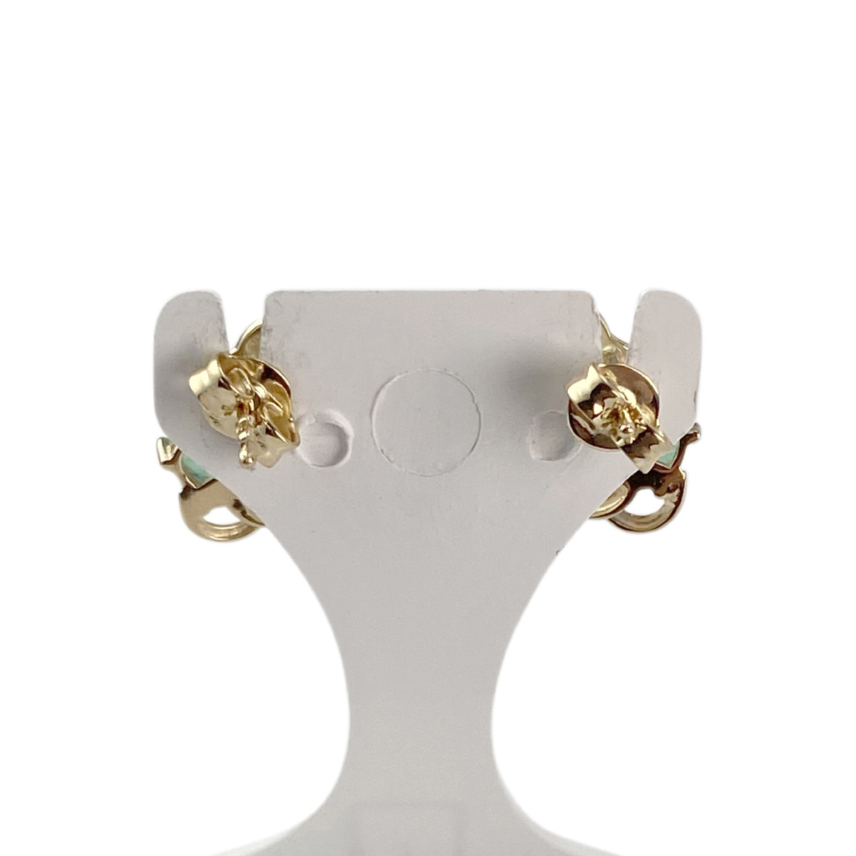 Boucles d'oreilles d'occasion or 750 2 tons diamant émeraude - vue 3