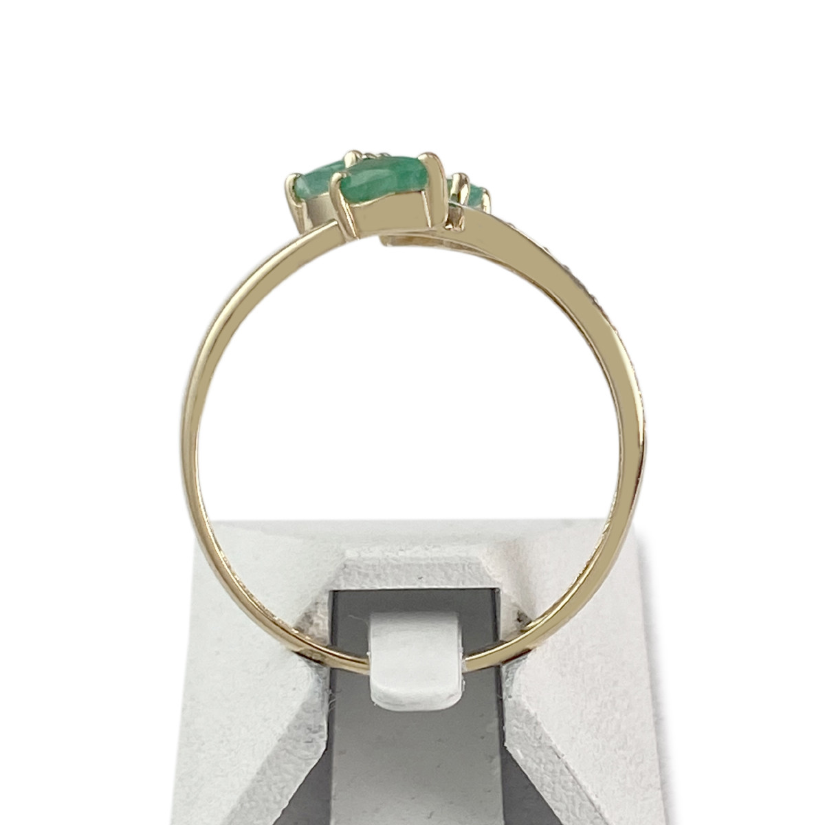 Bague d'occasion or 750 2 tons émeraude diamant - vue 3