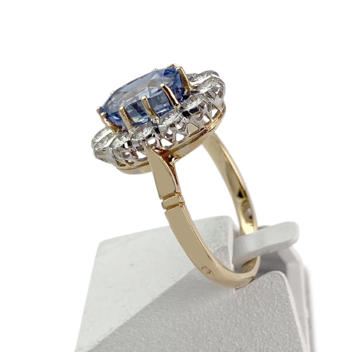 Bague d'occasion or 750 2 tons saphir diamant - vue 2