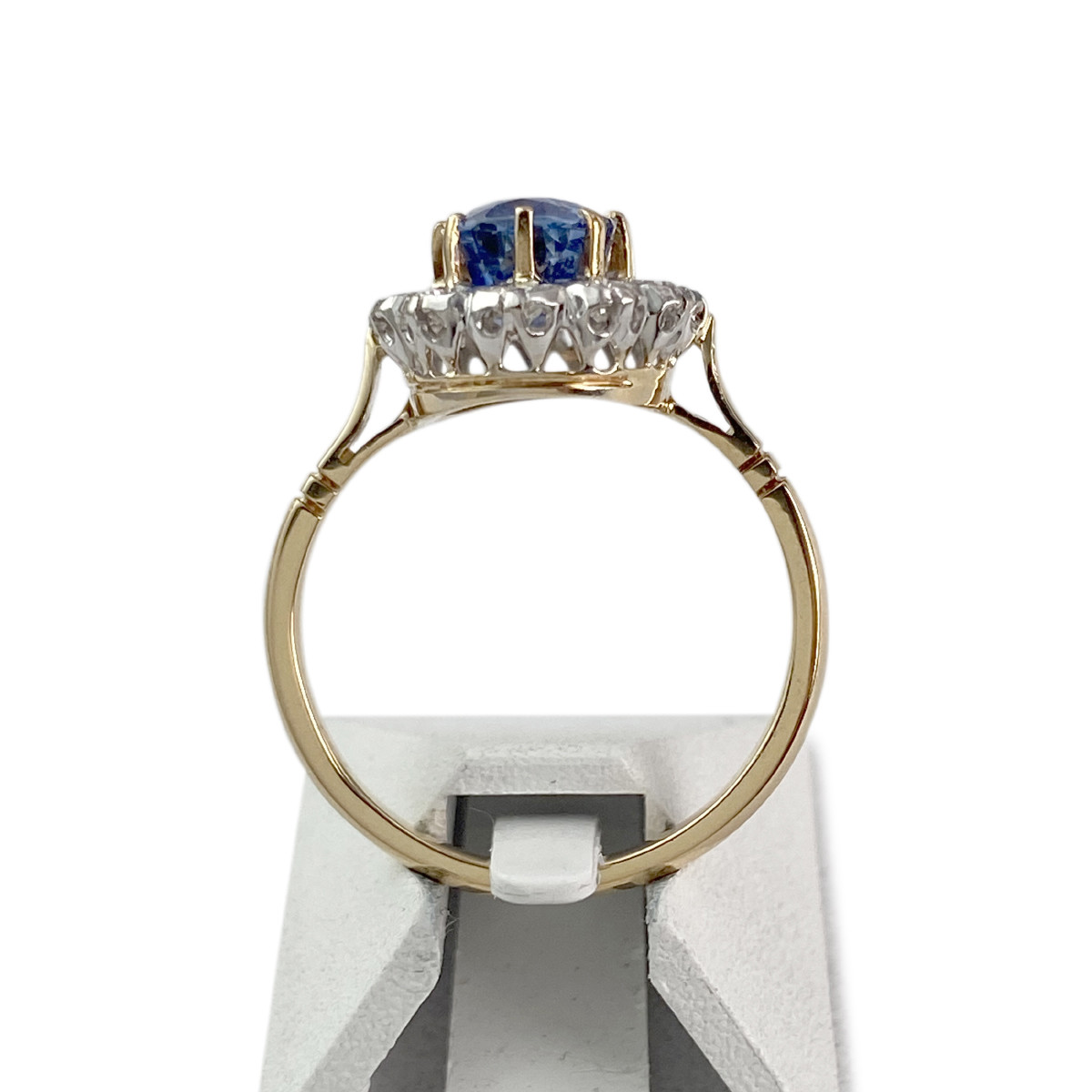 Bague d'occasion or 750 2 tons saphir diamant - vue 3