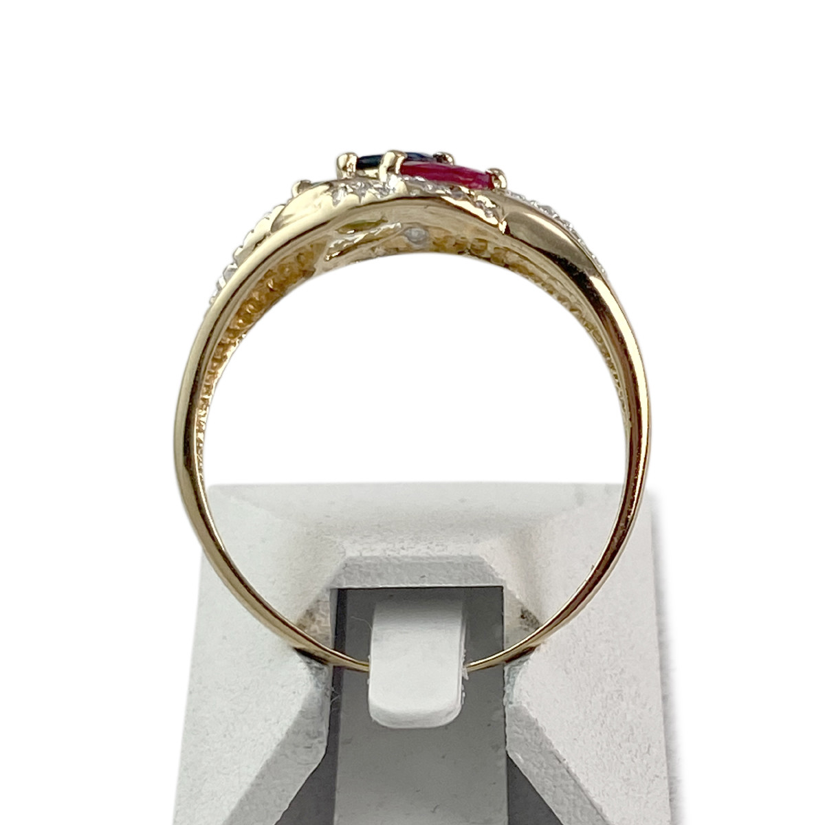 Bague d'occasion or 750 2 tons diamant émeraude saphir rubis - vue 3