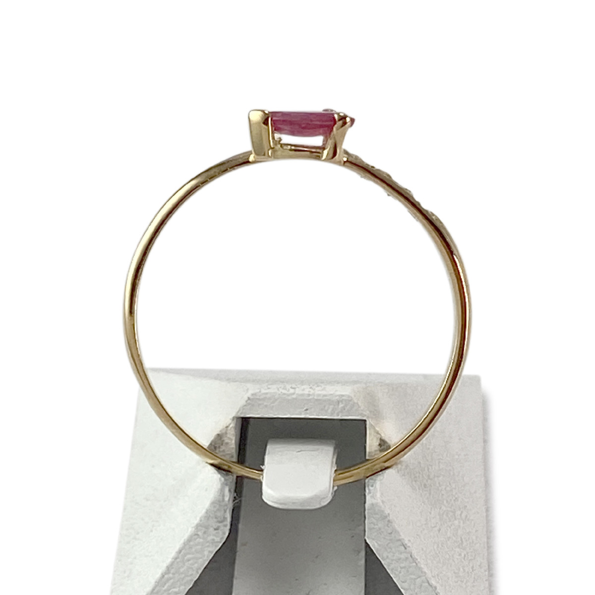 Bague d'occasion or 750 jaune rubis diamant - vue 3