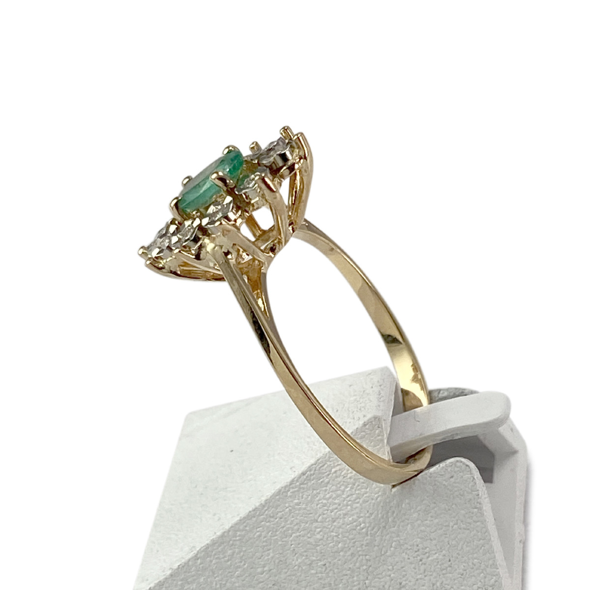 Bague d'occasion or 750 jaune emeraude diamant - vue 2
