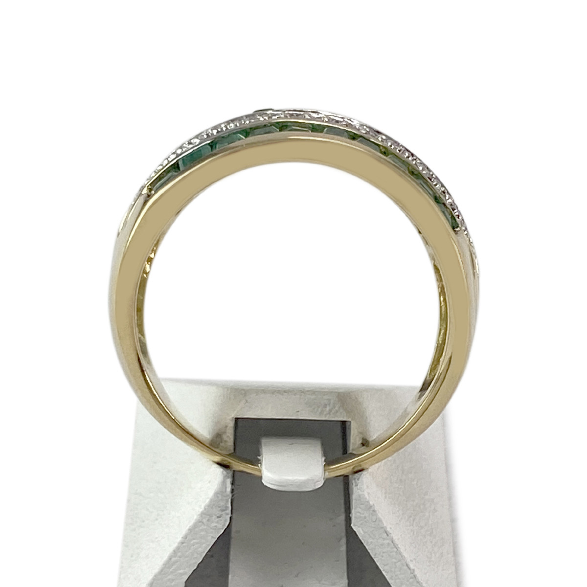 Bague d'occasion or 750 2 tons émeraude diamant - vue 3