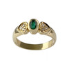 Second-hand gold 750 yellow emerald diamond ring - vue V1