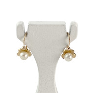 Secondhand earrings 750 gold yellow chinese cultured pearl