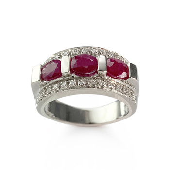 Bague d'occasion or 750 2 ors rubis diamant