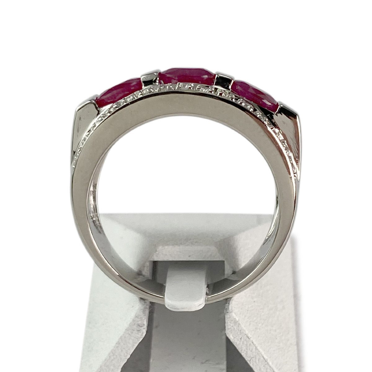 Bague d'occasion or 750 2 ors rubis diamant - vue 3