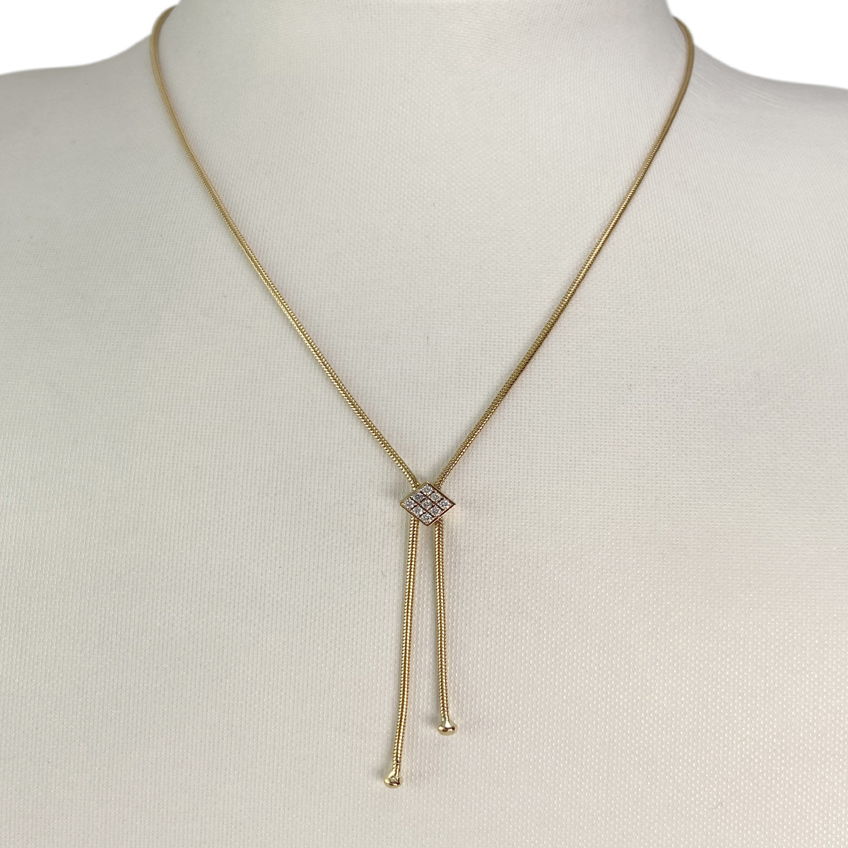 Collier d'occasion or 750 jaune maille serpent diamant - vue 2