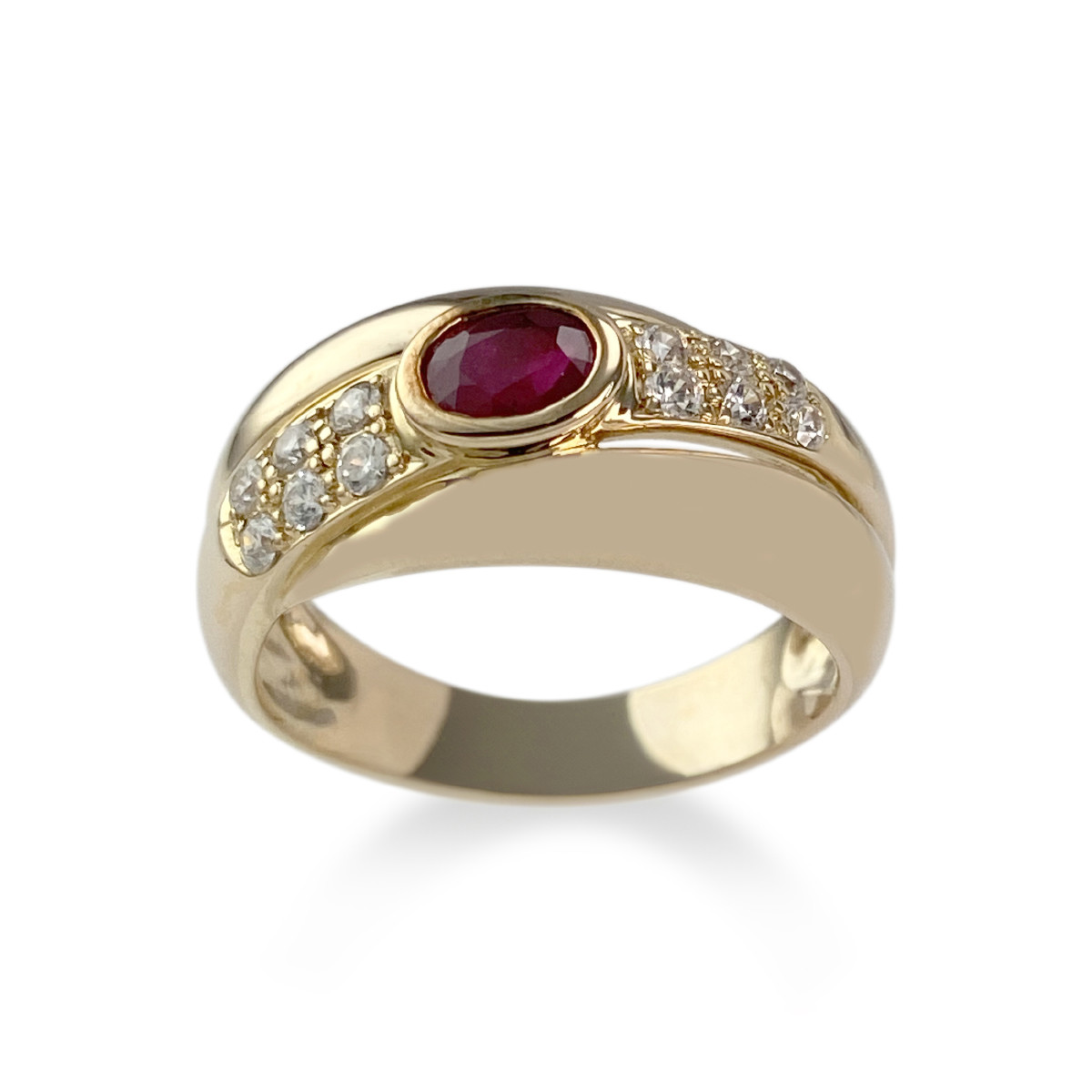 Bague d'occasion or 375 jaune rubis oxyde de zirconium