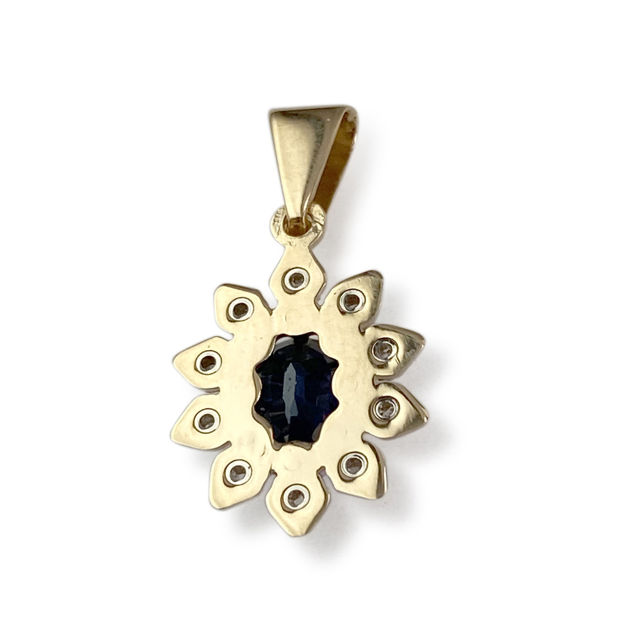 Pendentif d'occasion or 750 jaune diamant saphir - vue 2
