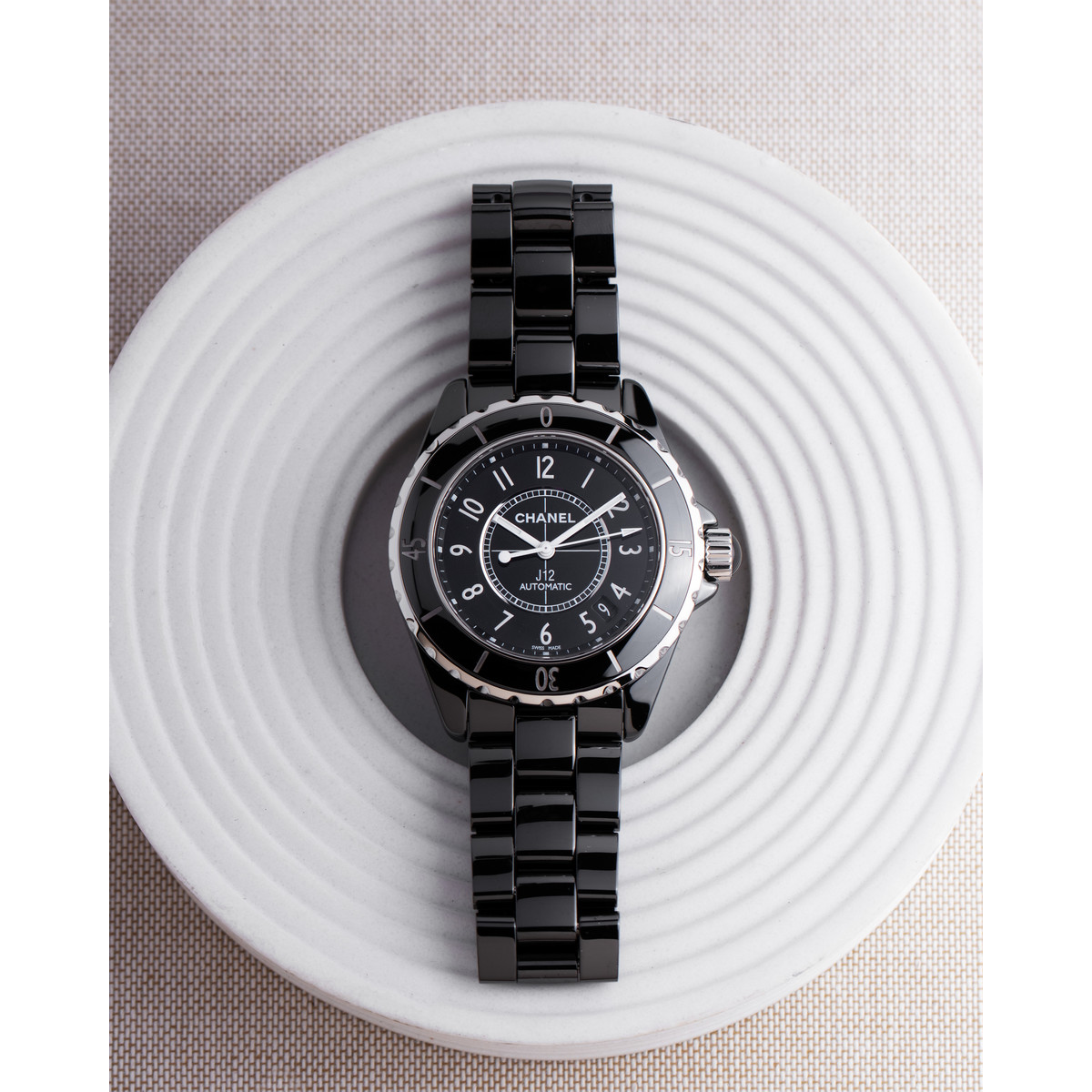 CHANEL J12 ladies' automatic watch with ceramic bracelet - view D3