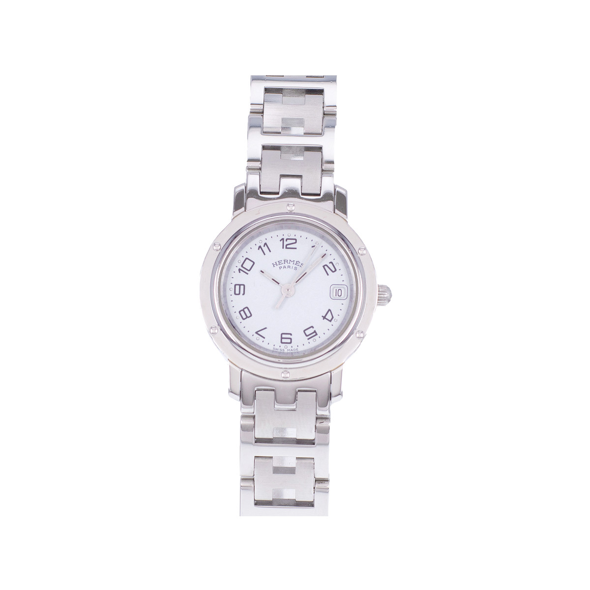 HERMES Clipper dameshorloge secondewijzer kwarts stalen armband