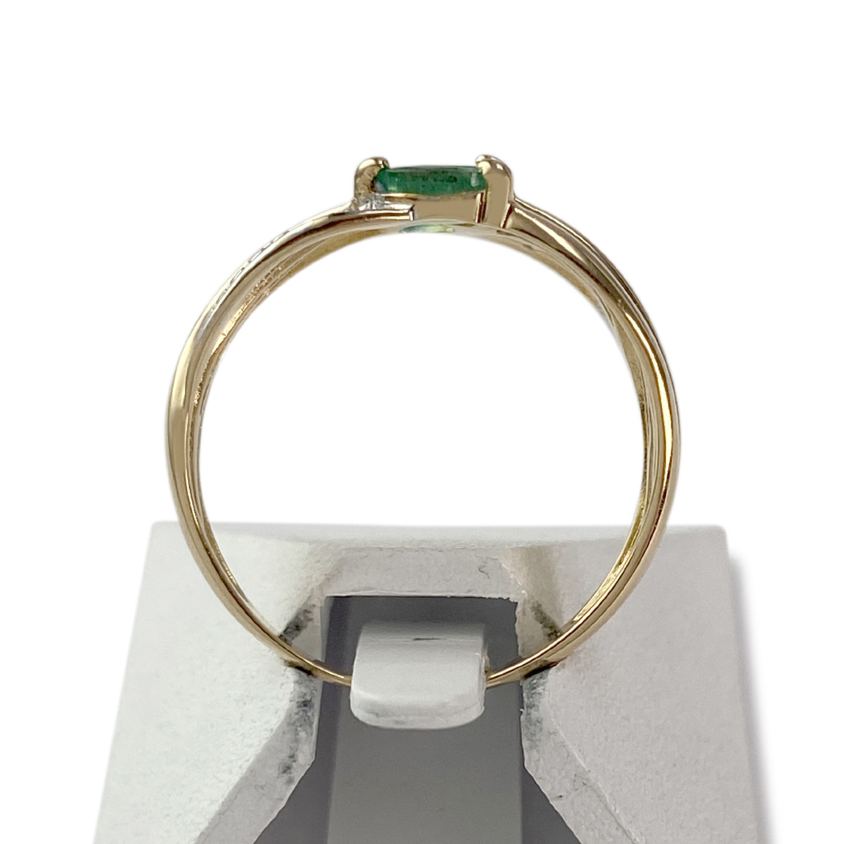 Bague d'occasion or 750 jaune emeraude diamant - vue 3