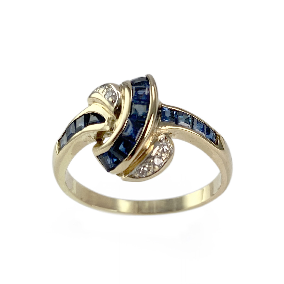 Bague d'occasion or 585 jaune saphir diamant