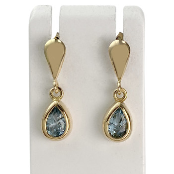Boucles d'oreilles d'occasion or 750 jaune topaze sky blue