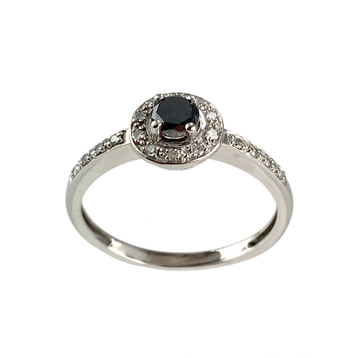 Bague d'occasion or 750 blanc diamant noir et blanc
