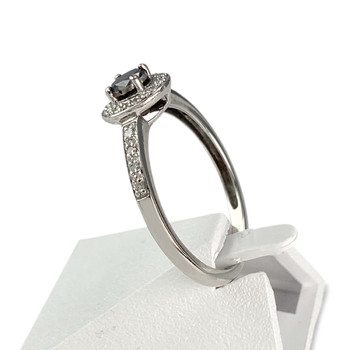 Bague d'occasion or 750 blanc diamant noir et blanc