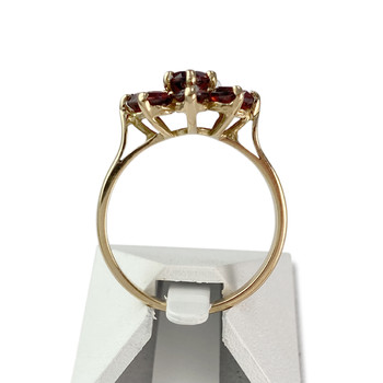 Bague d'occasion or 750 jaune fleur grenats