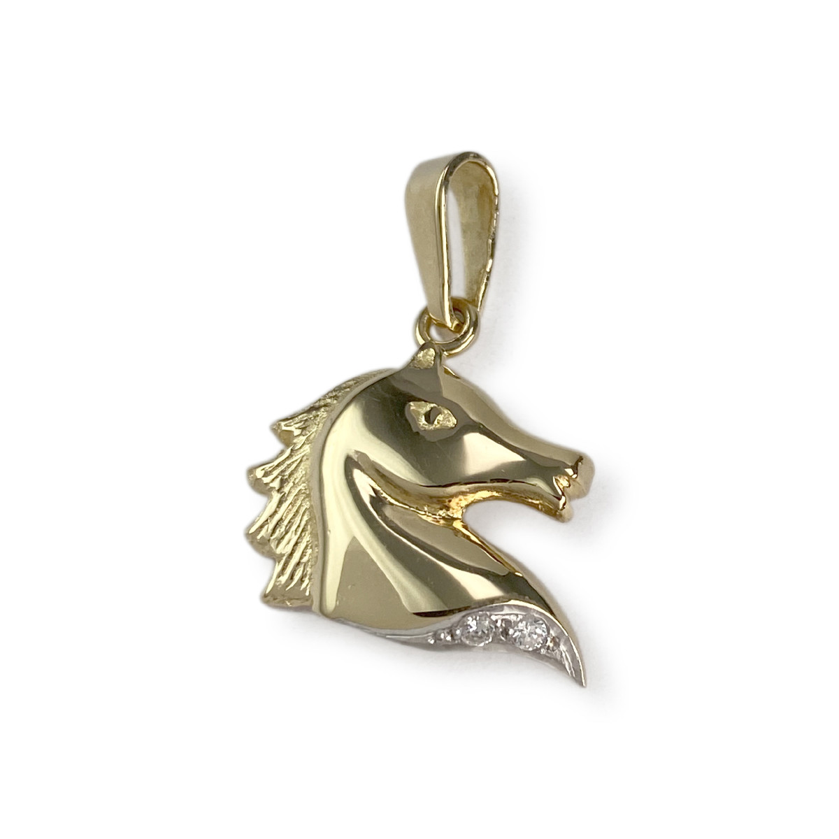 Second-hand pendant 2 gold 750 horse zirconias