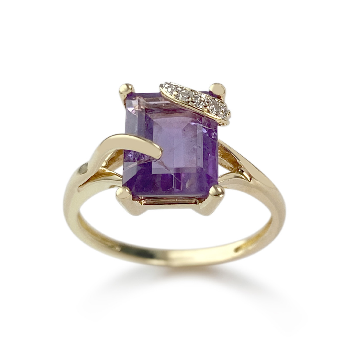 Bague d'occasion or 750 jaune amethyste diamant