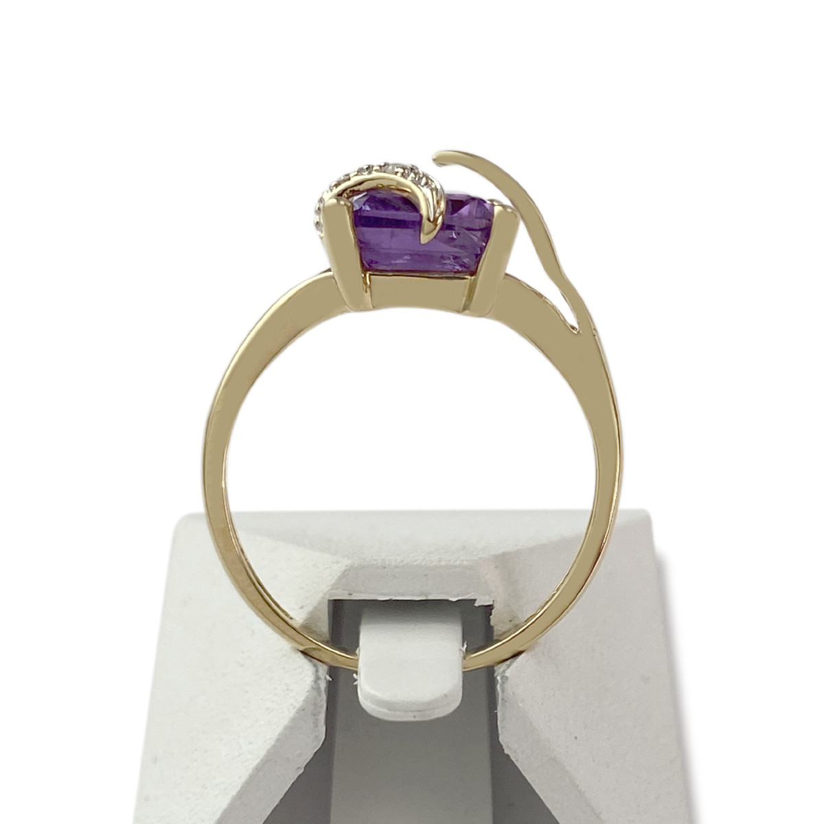 Bague d'occasion or 750 jaune amethyste diamant - vue 3