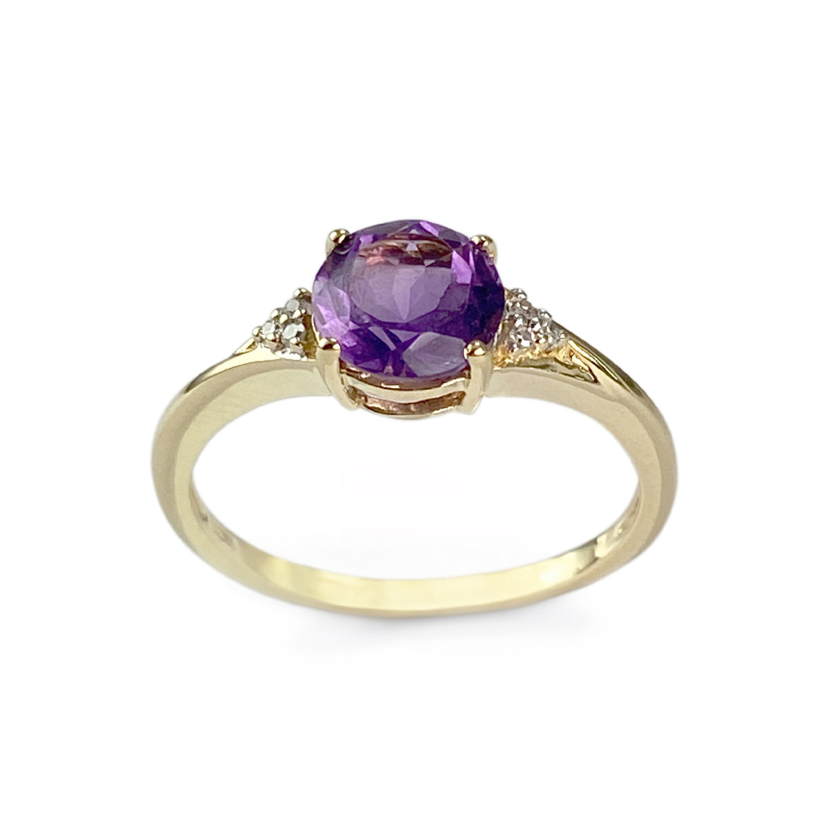 Bague d'occasion or 750 jaune améthyste diamants