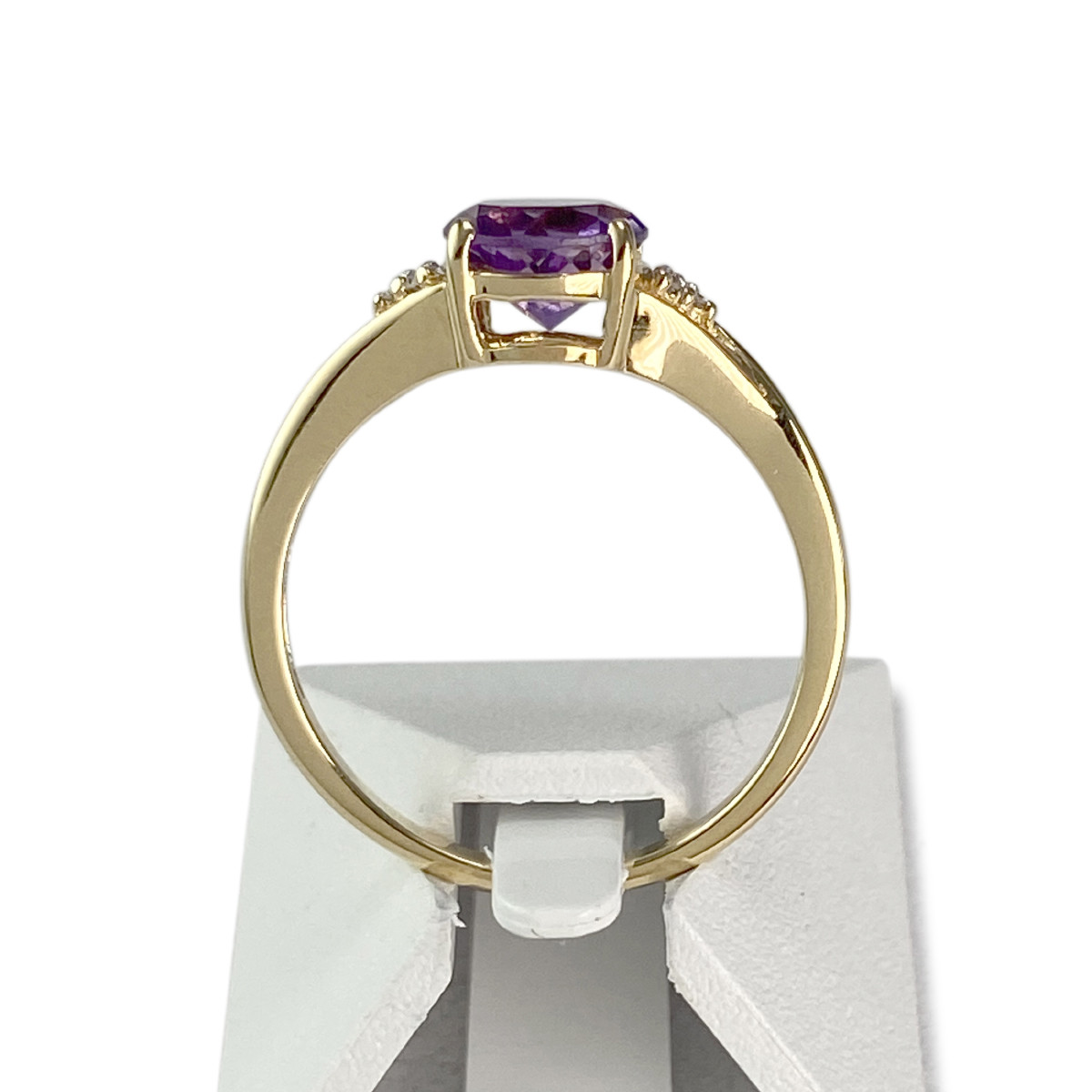Bague d'occasion or 750 jaune améthyste diamants - vue 3