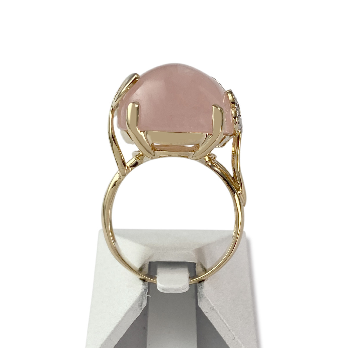 Bague d'occasion or 750 jaune quartz diamant - vue 3