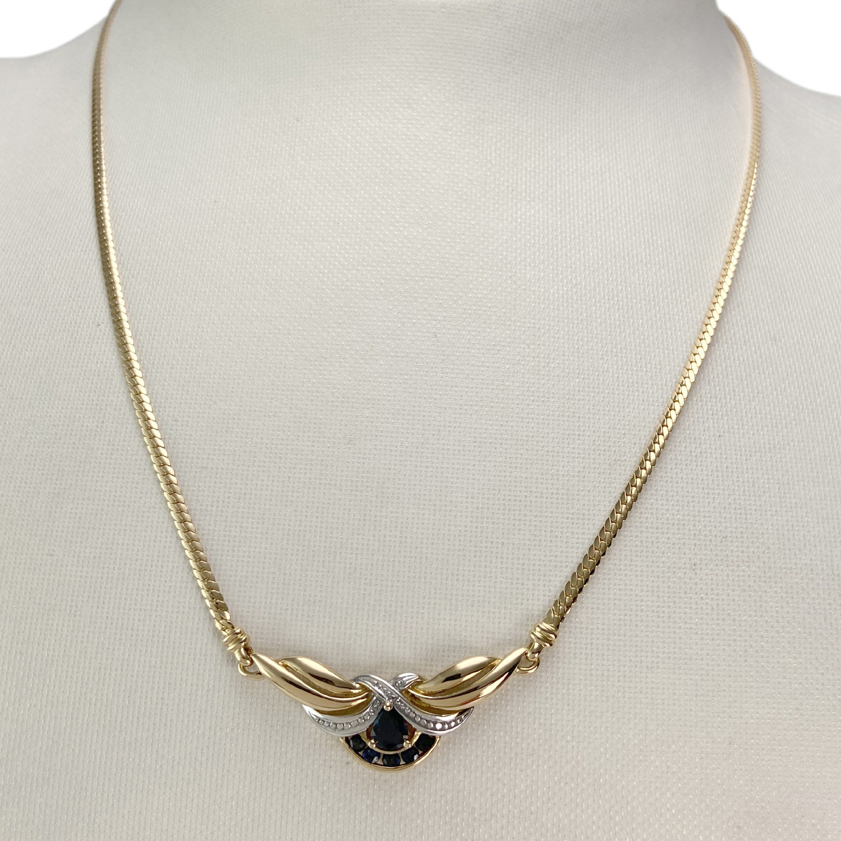 Collier d'occasion or 750 2 tons maille anglaise saphir saphir - vue 2