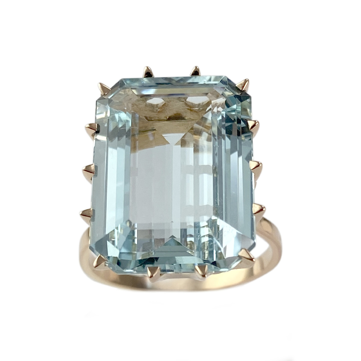 Bague d'occasion or 750 jaune aigue marine