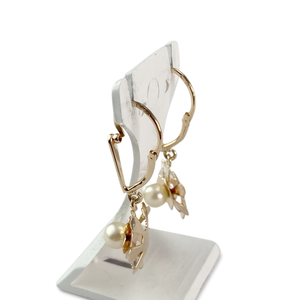 Boucles d'oreilles d'occasion or 750 jaune perle de culture - vue 2