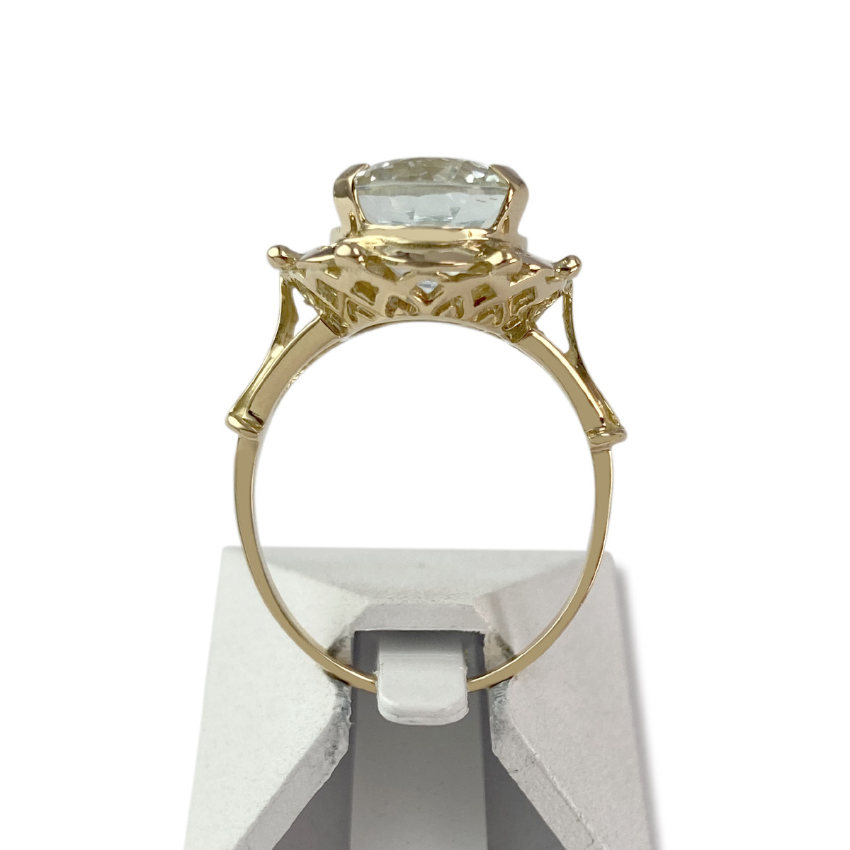 Tweedehands gouden 750 gele aquamarijn ring - bekijk 3