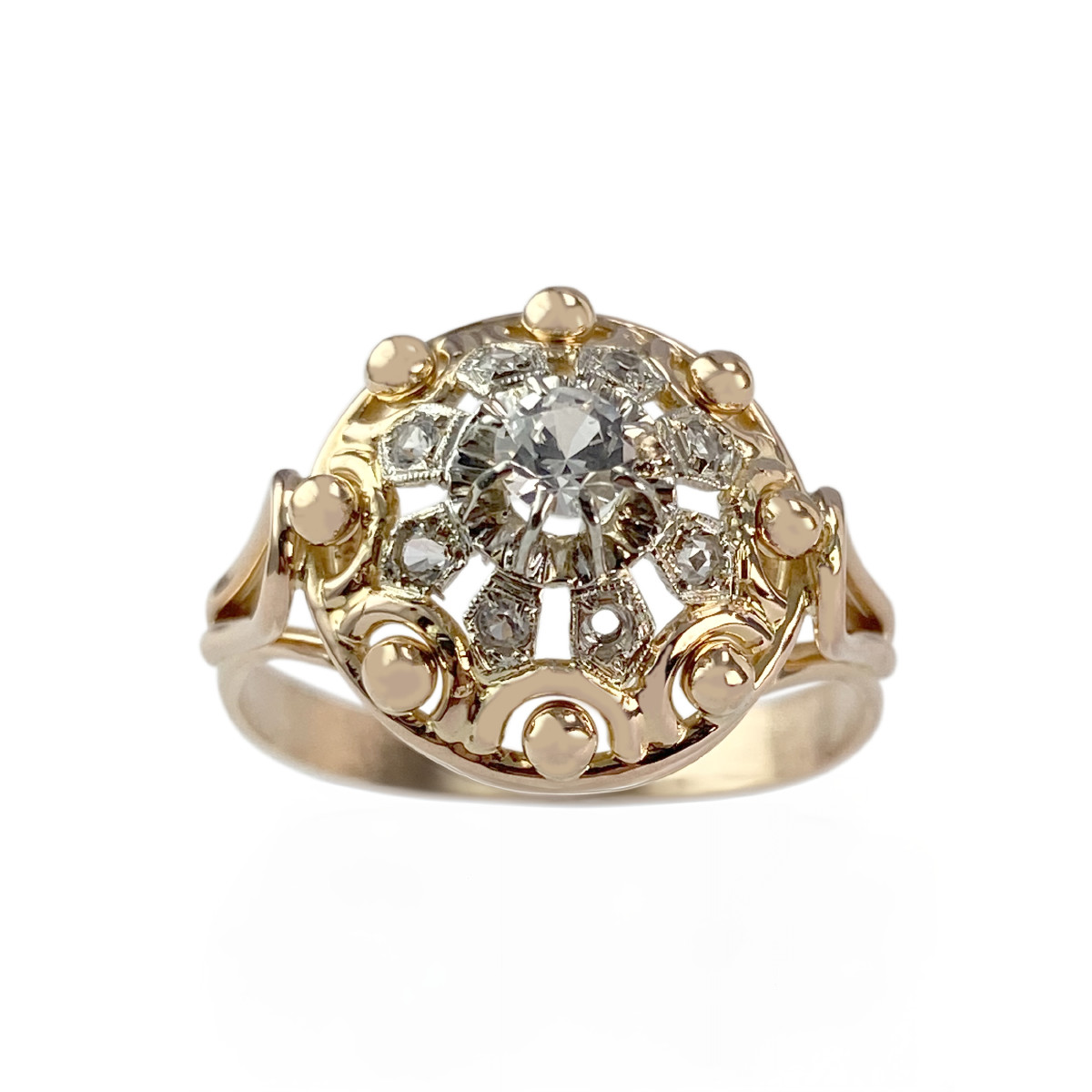 Bague d'occasion or 750 2 tons pierre synthetique