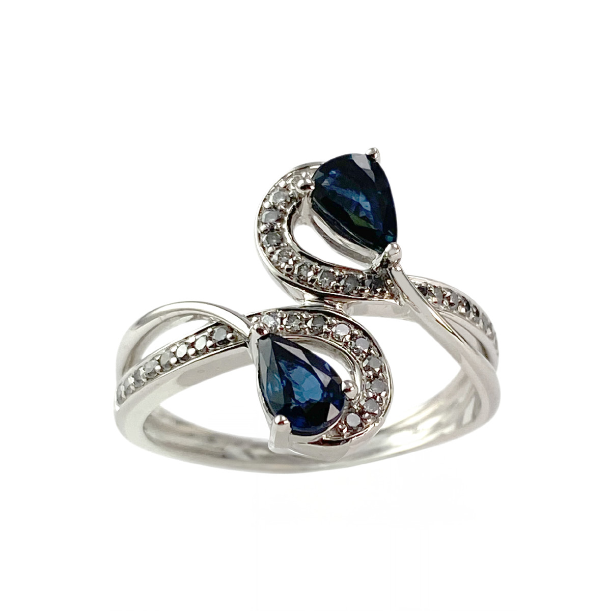 Bague d'occasion or 750 blanc saphir diamant