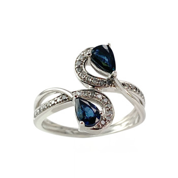 Second-hand gold 750 white sapphire diamond ring