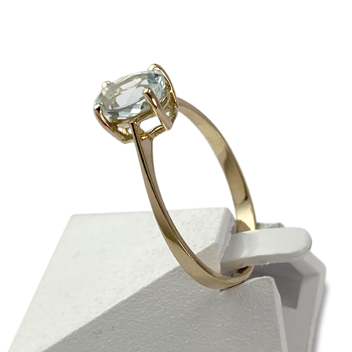 Second hand gold 750 yellow aquamarine ring - view 2