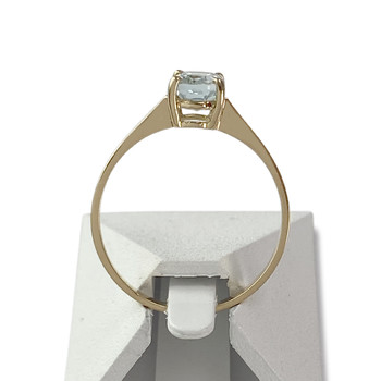 Tweedehands gouden 750 gele aquamarijn ring