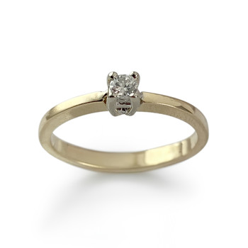 Solitaire tweedehands goud 750 gele diamant