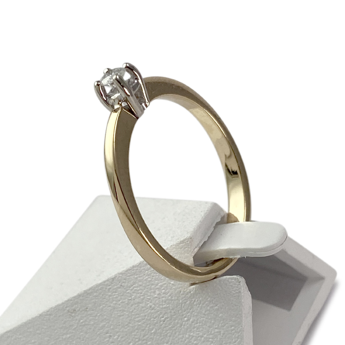 Solitaire tweedehands goud 750 gele diamant - bekijk 2