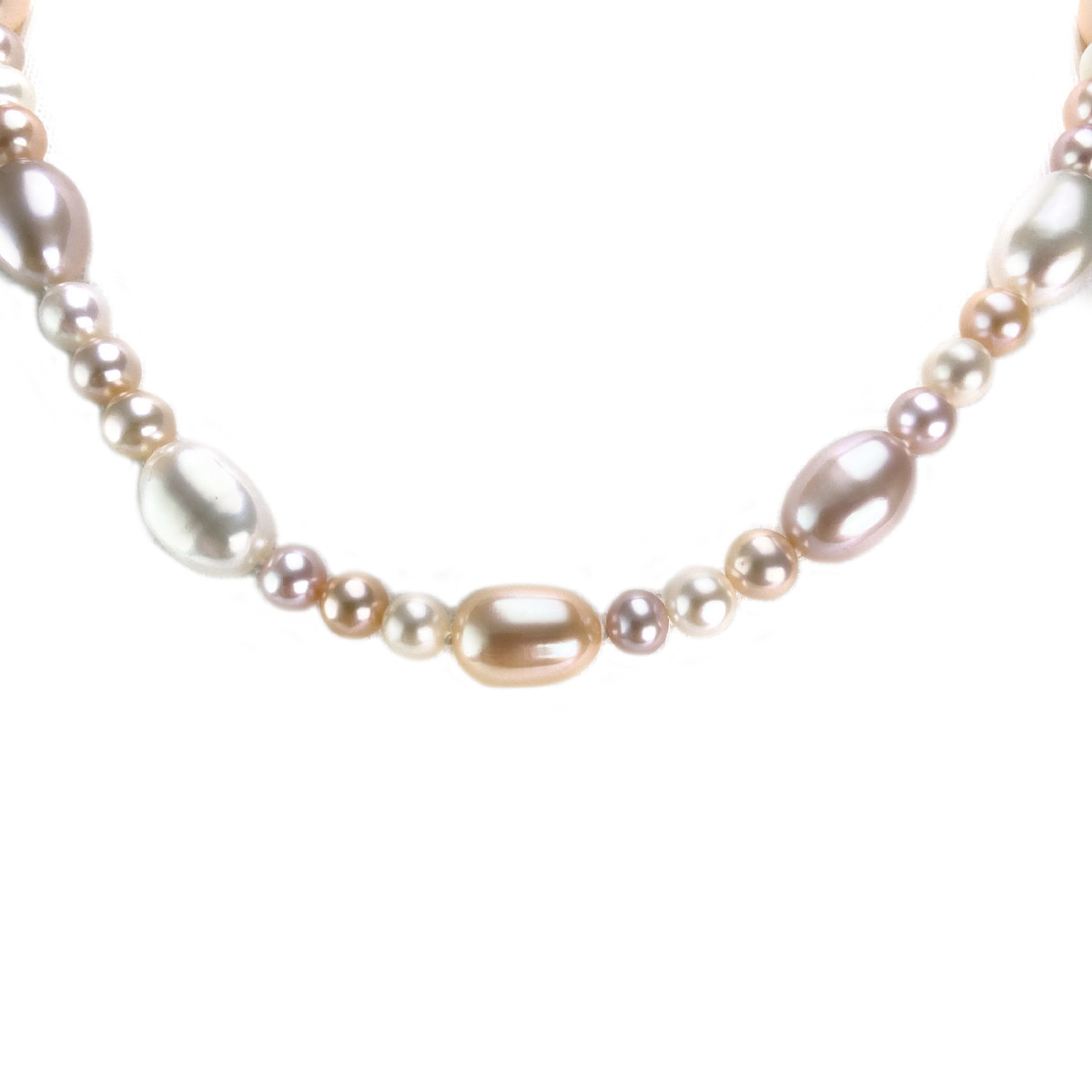 Collier d'occasion or 750 jaune maille perles perle de culture de chine