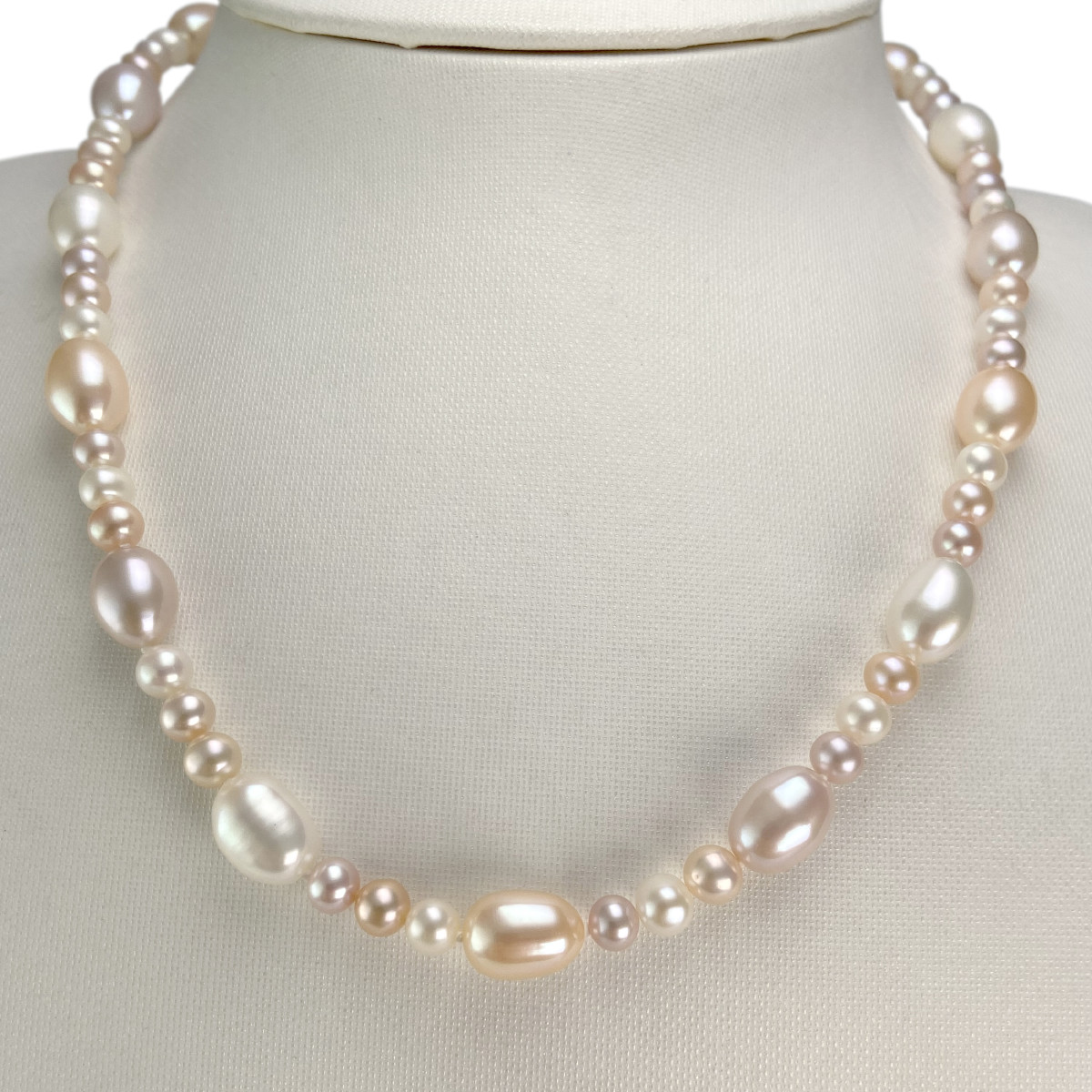 Collier d'occasion or 750 jaune maille perles perle de culture de chine - vue 2